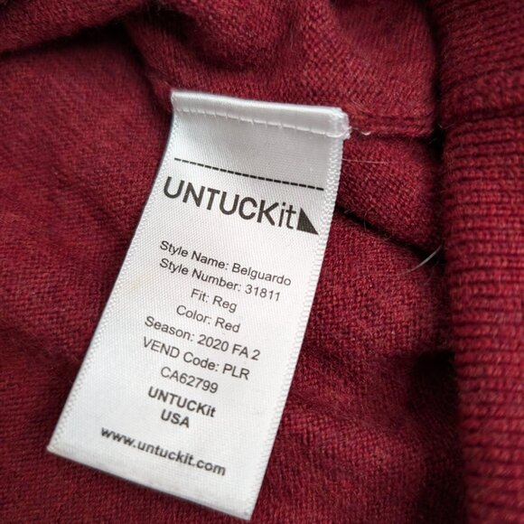 UNTUCKit Men's Heathered Red 1/4 Zip (100% Merino Wool), Size X-Large - Picture 7 of 8